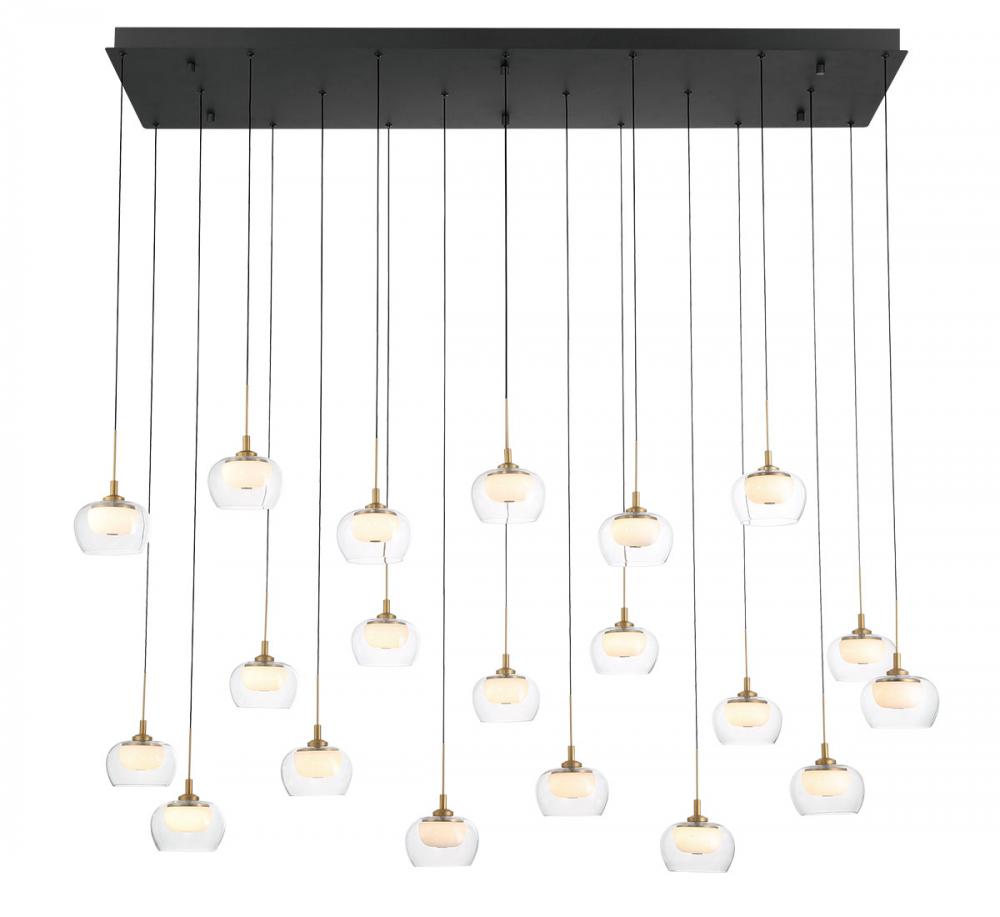 Manarola, 20 light Rectangular LED Chandelier, Matte Black