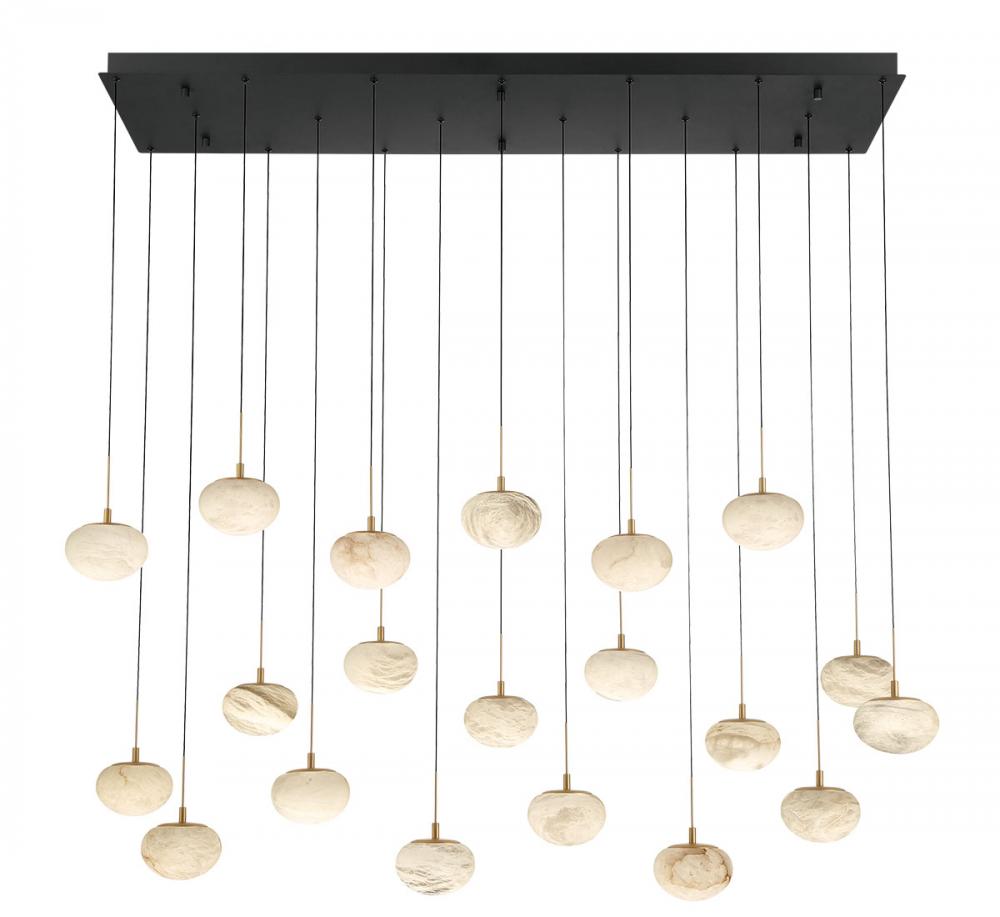 Calcolo, 20 light Rectangular LED Chandelier, Matte Black