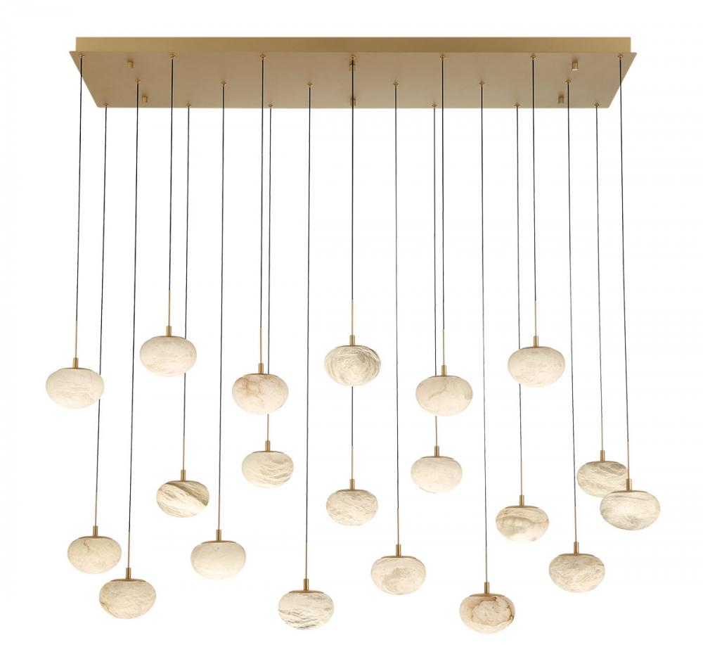 Calcolo, 20 light Rectangular LED Chandelier, Painted Antique Brass