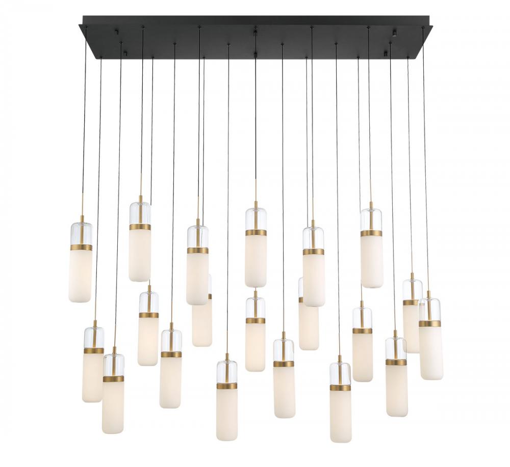 Verona, 20 light Rectangular LED Chandelier, Matte Black