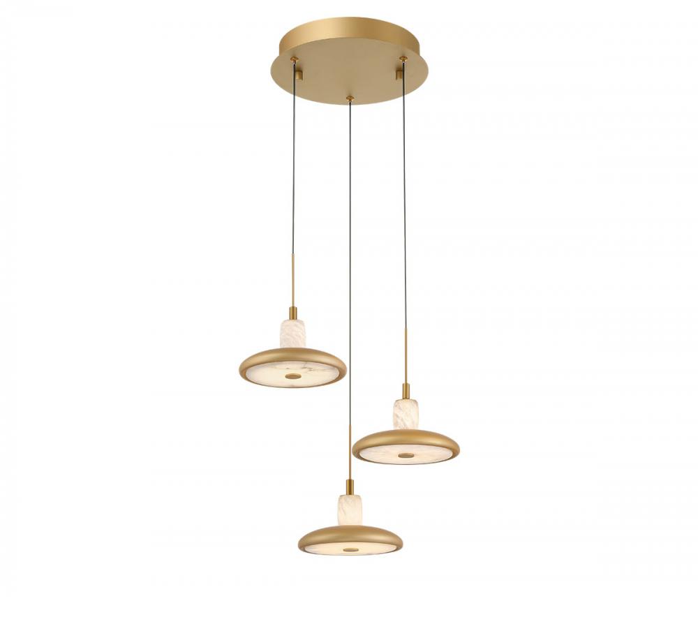 Mantova,3 Light LED Pendant, Painted Antique Brass