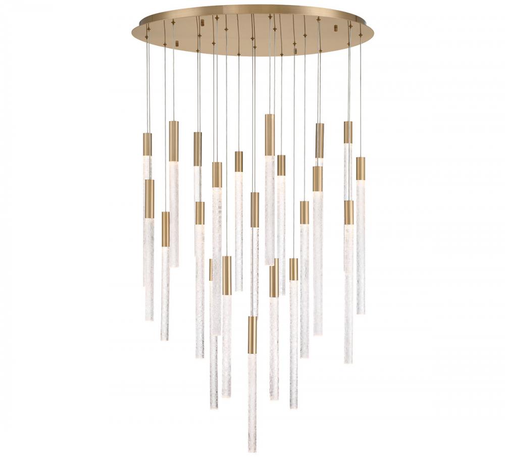 Gravina ,22 Light LED Chandelier, Brushed Brass, Clear Crystal