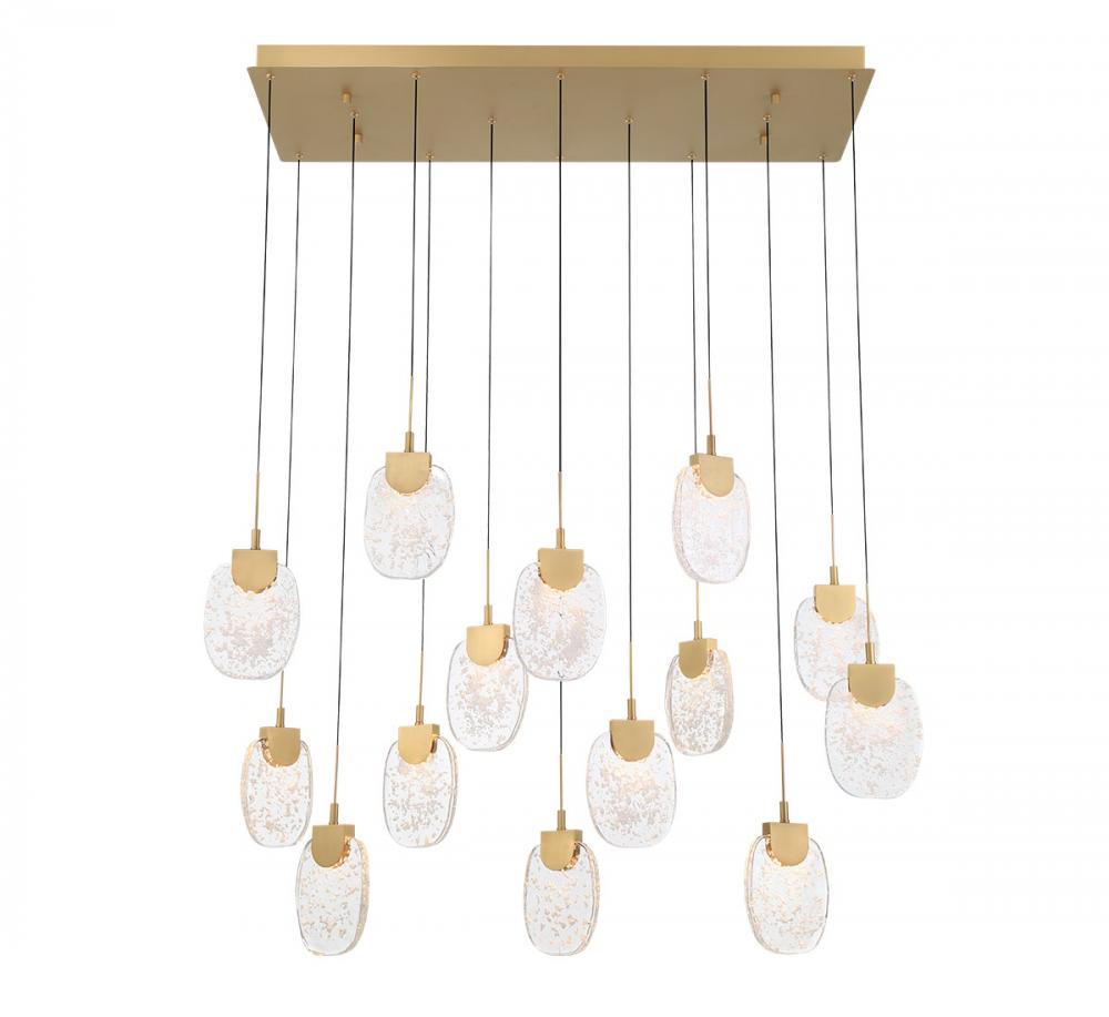 Castelo, 14 Light Rectangular LED Chandelier, Painted Antique Brass