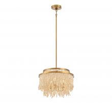 Lib & Co. US 10180-025 - Molfetta, 3 Light Convertible Flushmount / Pendant, Antique Brass with Cream Beads