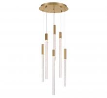 Lib & Co. US 12271-037 - Gravina , 6 Light LED Chandelier, Brushed Brass, Clear Crystal