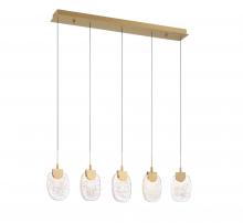 Lib & Co. US 12292-030 - Castelo, 5 Light Linear LED Chandelier, Painted Antique Brass