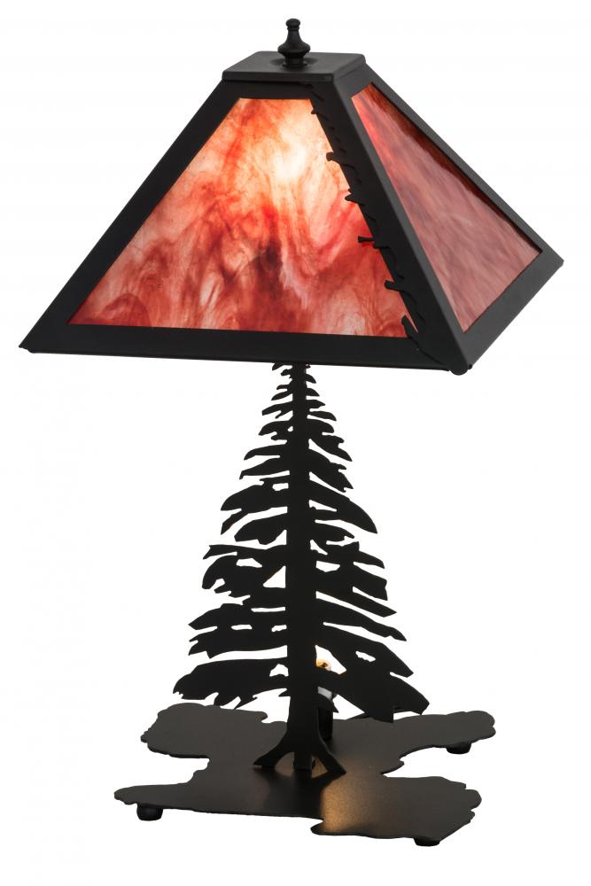 21" High Leaf Edge Tall Pines W/Lighted Base Table Lamp