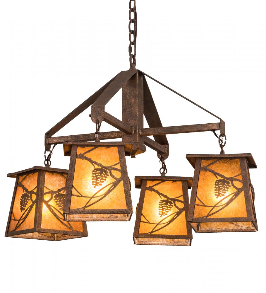 28" Wide Whispering Pines 4 Light Chandelier