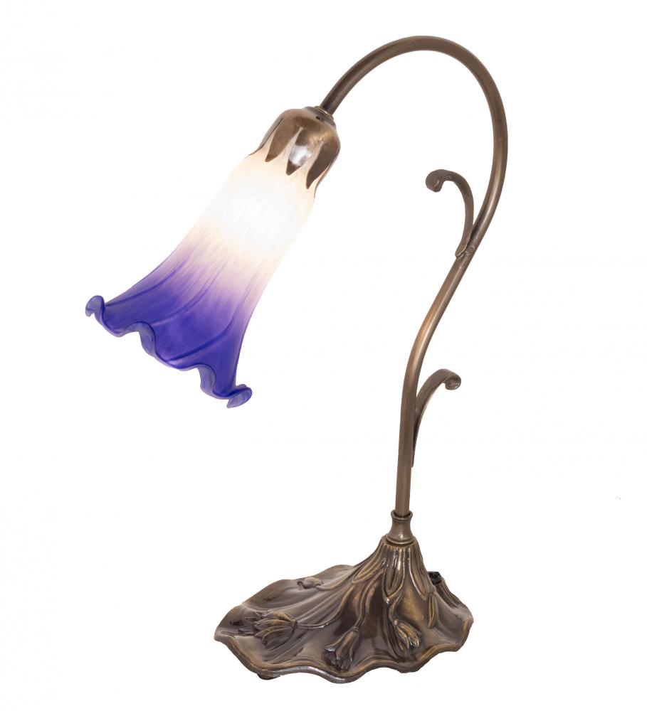 15" High Blue/White Tiffany Pond Lily Accent Lamp
