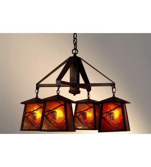 28" Wide Whispering Pines 4 LT Chandelier