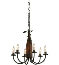 Meyda Blue 121456 - 18"W Tuscan Vineyard Frosted Amber 6 LT Wine Bottle Chandelier