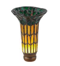Meyda Blue 16582 - 4" Wide X 6" High Stained Glass Pond Lily Amber and Green Shade