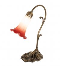 Meyda Blue 182113 - 15" High Pink/White Tiffany Pond Lily Accent Lamp