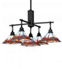 Meyda Blue 230380 - 36" Square Prairie Dragonfly 5 Light Chandelier