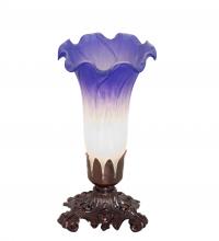 Meyda Blue 231540 - 8" High Blue/White Pond Lily Victorian Mini Lamp