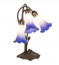 Meyda Blue 251859 - 16" High Blue/White Pond Lily Tiffany Pond Lily 3 Light Accent Lamp