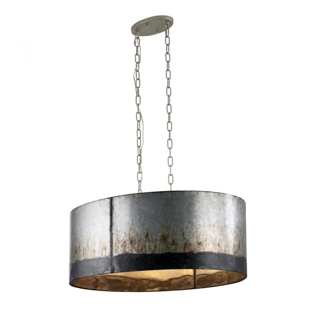 Cannery 6-Lt Oval/Linear Pendant - Ombre Galvanized