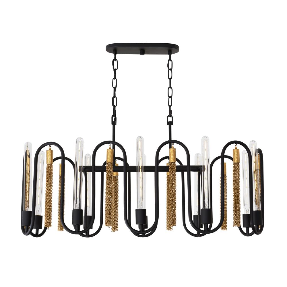 Darden 10-Lt Linear Pendant - Matte Black/Antique Gold