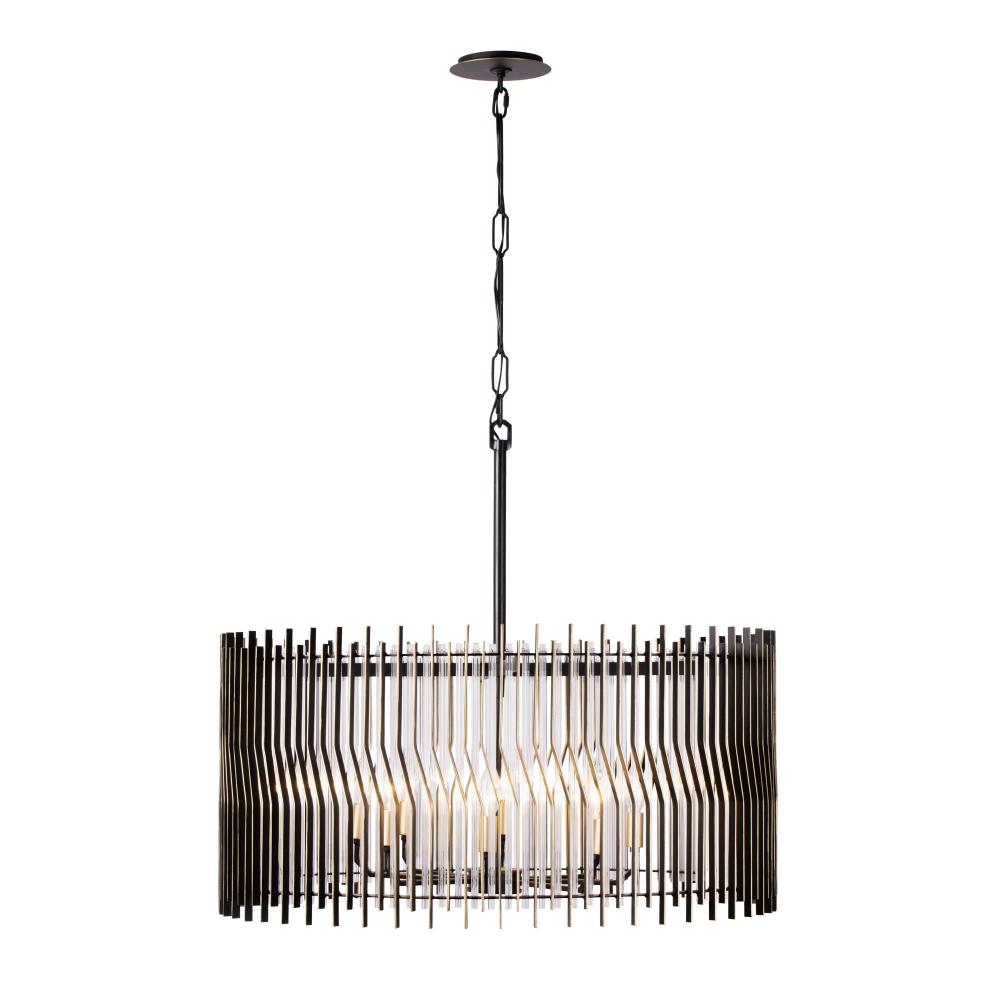 Park Row 8-Lt   Pendant - Matte Black/French Gold