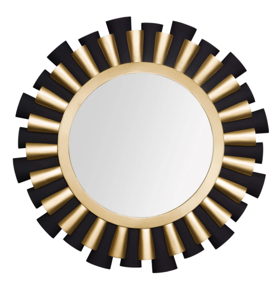 Daphne 36-in   Wall Mirror - Matte Black/French Gold