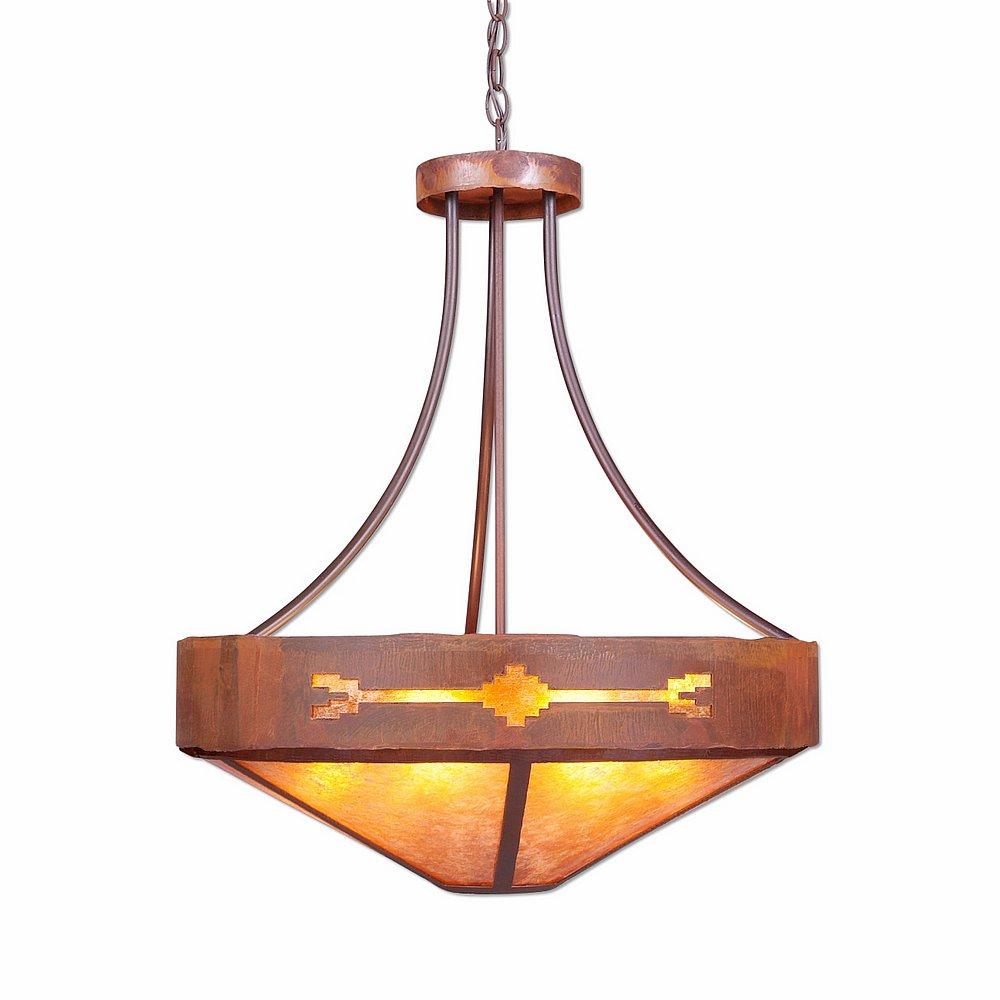 Ridgemont Chandelier Small - Shade Bottom - Del Rio - Amber Mica Shade - Rust Patina Finish