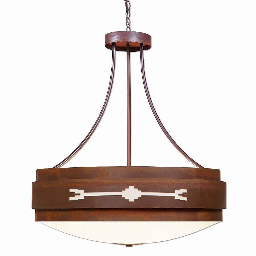 Northridge Chandelier Large - Del Rio - Frosted Glass Bowl - Rust Patina Finish