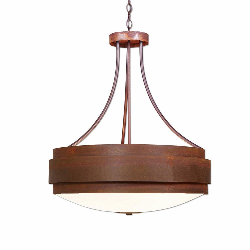 Northridge Chandelier Small - Rustic Plain - Frosted Glass Bowl - Rust Patina Finish