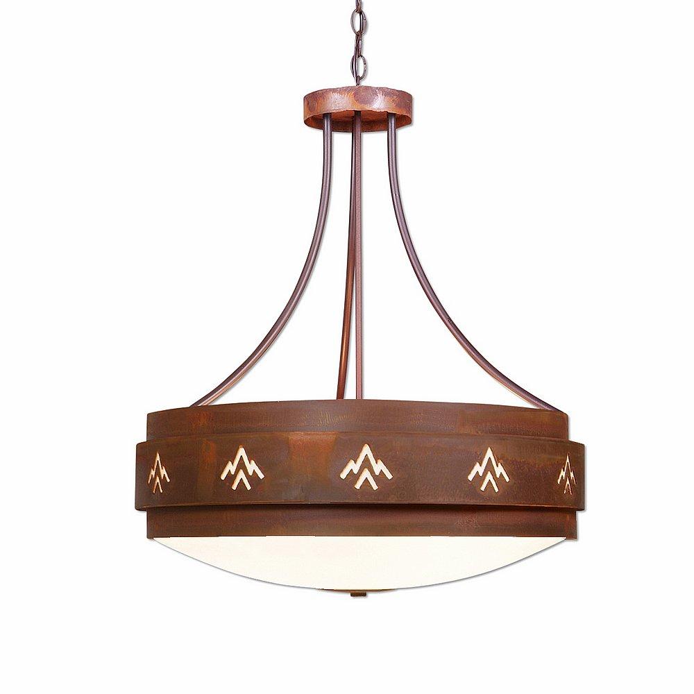 Northridge Chandelier Small - Deception Pass - Frosted Glass Bowl - Rust Patina Finish