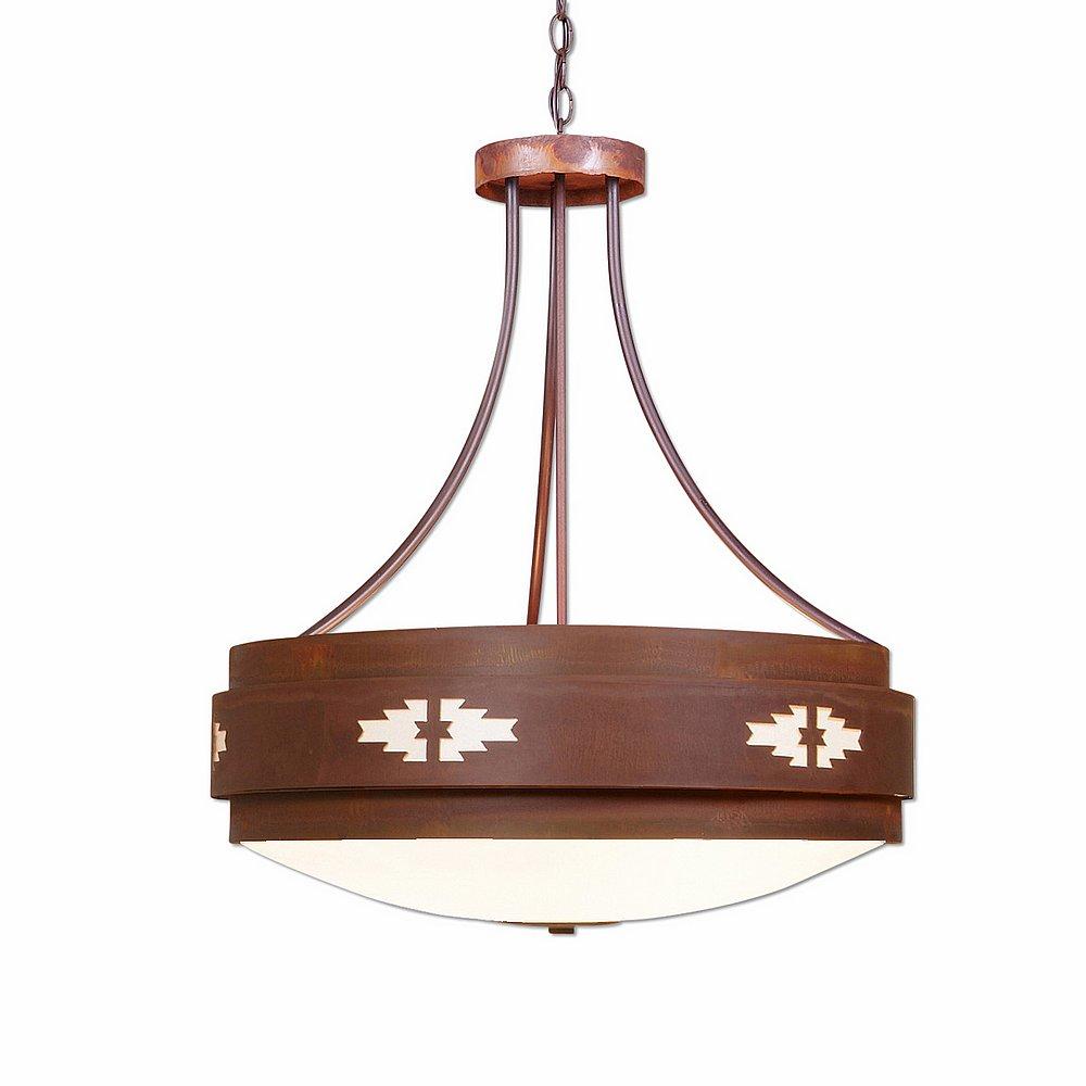 Northridge Chandelier Small - Pueblo - Frosted Glass Bowl - Rust Patina Finish