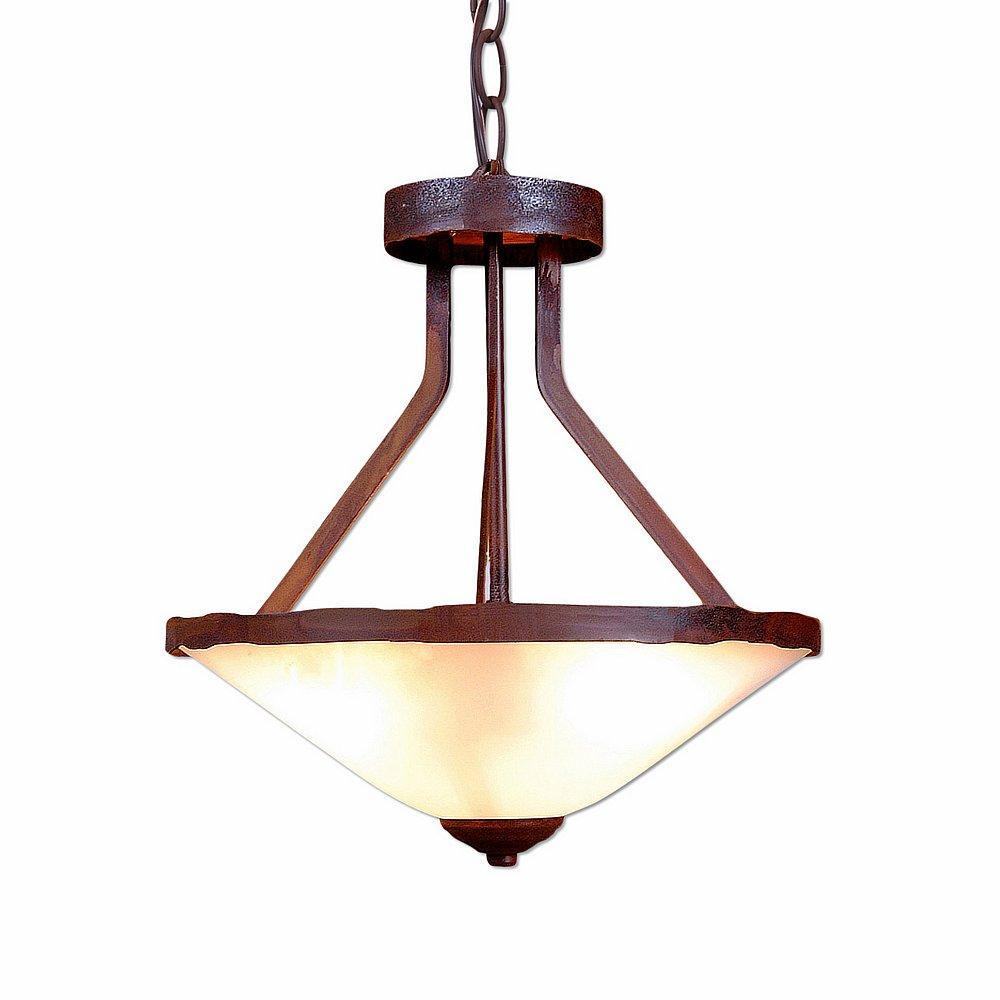 Wisley Foyer Chandelier - Rustic Plain - Frosted Glass Bowl - Rust Patina Finish