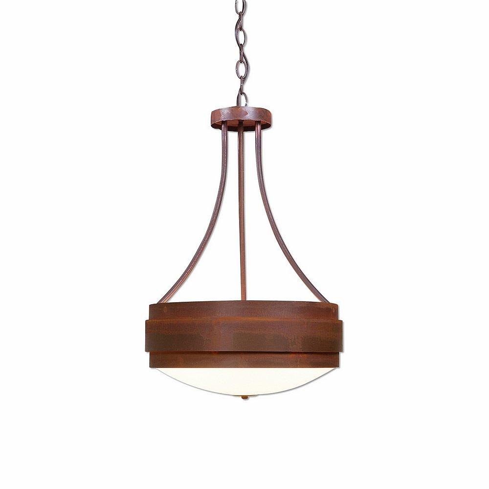 Northridge Foyer Chandelier Large - Rustic Plain - Frosted Glass Bowl - Rust Patina Finish