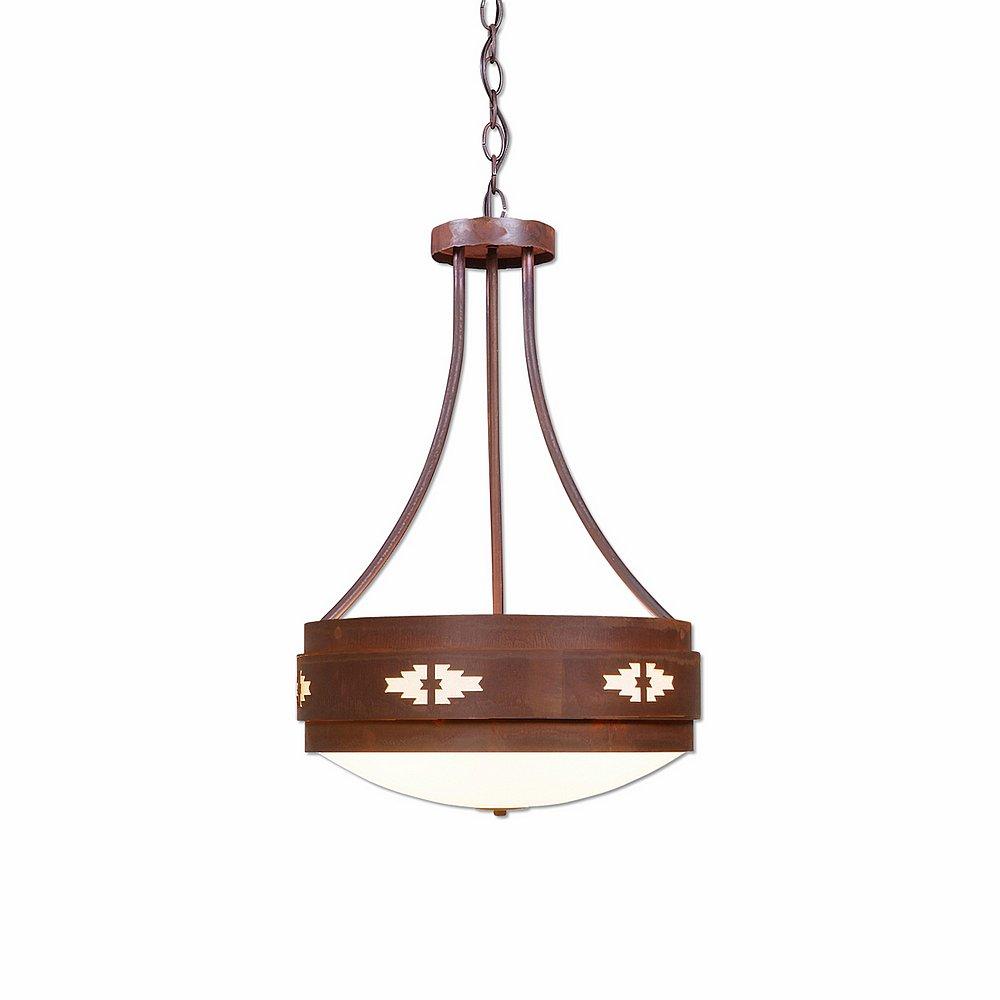 Northridge Foyer Chandelier Large - Pueblo - Frosted Glass Bowl - Rust Patina Finish