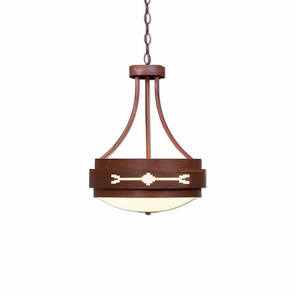 Northridge Foyer Chandelier Small - Del Rio - Frosted Glass Bowl - Rust Patina Finish