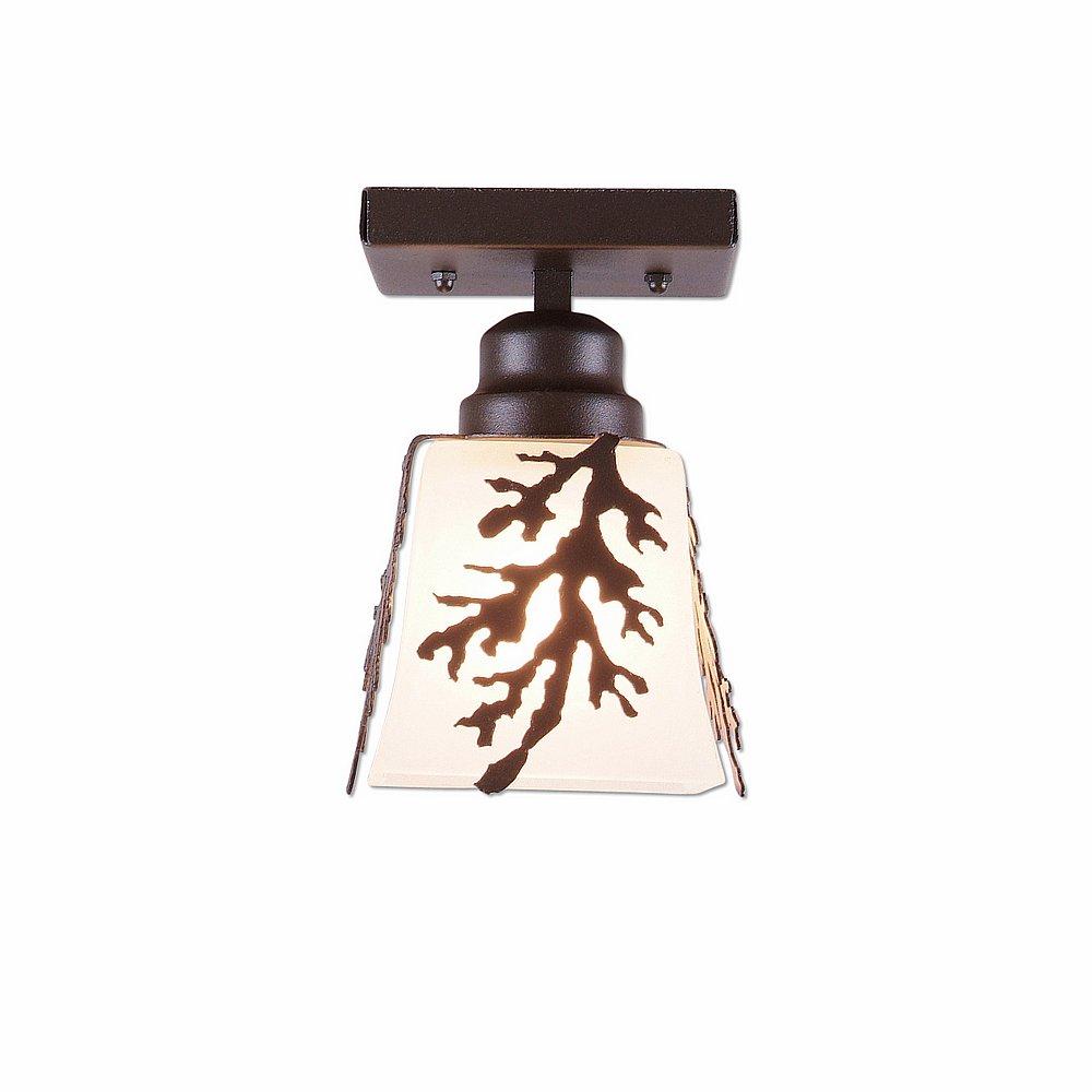 Woodland Ceiling Light Single - Cedar Bough - Frosted Glass Bowl - Dark Bronze Metallic Finish