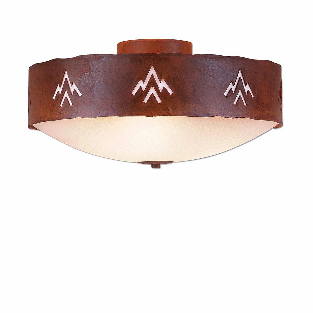 Ridgemont Close-to-Ceiling Large - Deception Pass - Frosted Glass Bowl - Rust Patina Finish