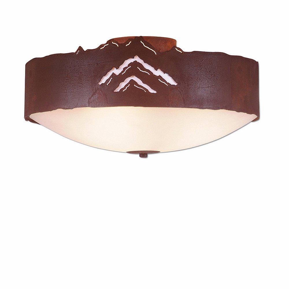 Ridgemont Close-to-Ceiling Large - Mountain - Frosted Glass Bowl - Rust Patina Finish