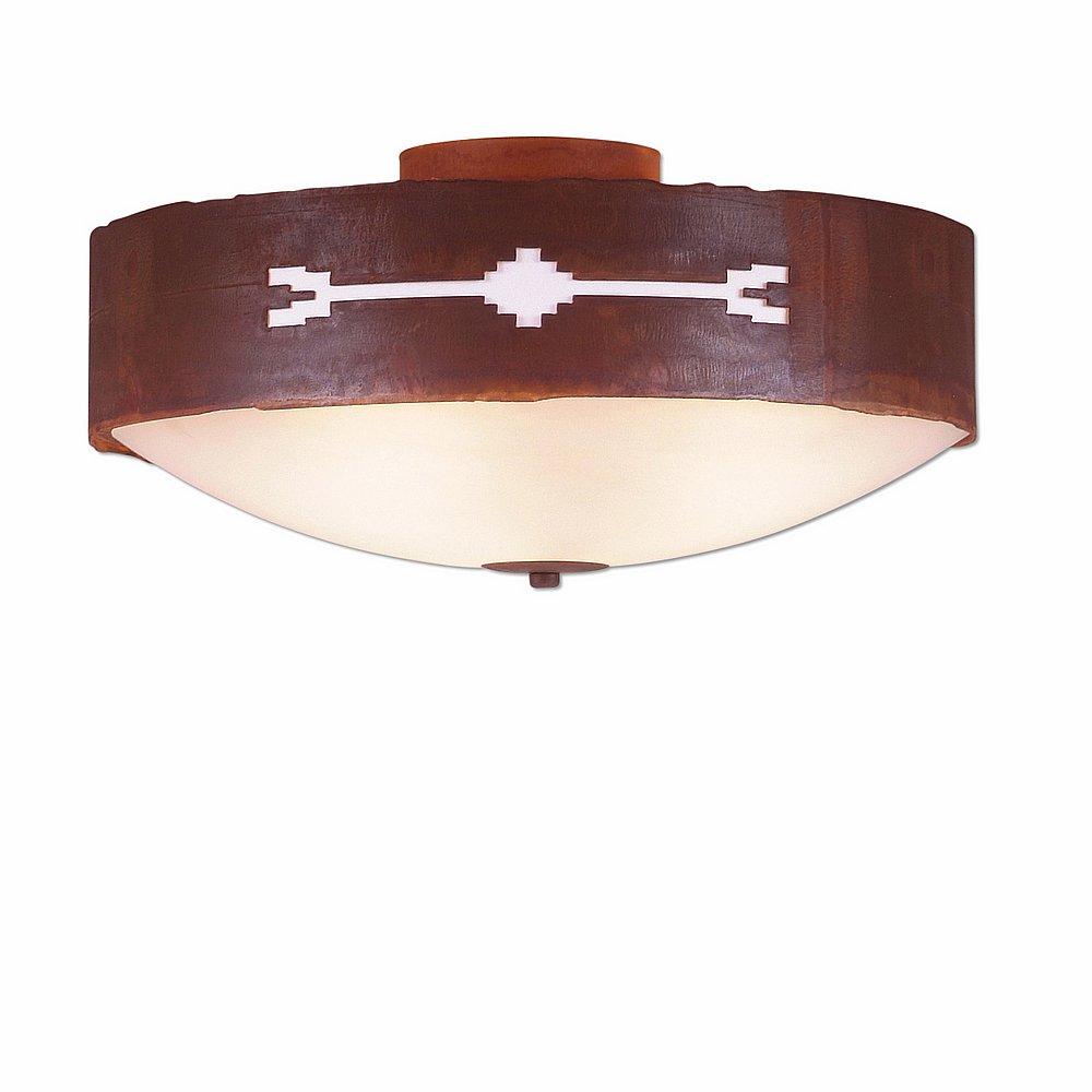 Ridgemont Close-to-Ceiling Large - Del Rio - Frosted Glass Bowl - Rust Patina Finish