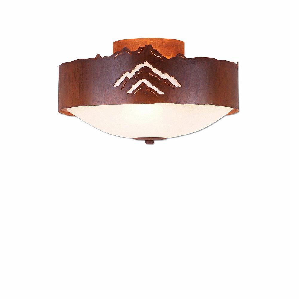 Ridgemont Close-to-Ceiling Medium - Mountain - Frosted Glass Bowl - Rust Patina Finish