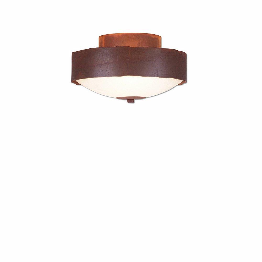 Ridgemont Close-to-Ceiling Small - Rustic Plain - Frosted Glass Bowl - Rust Patina Finish