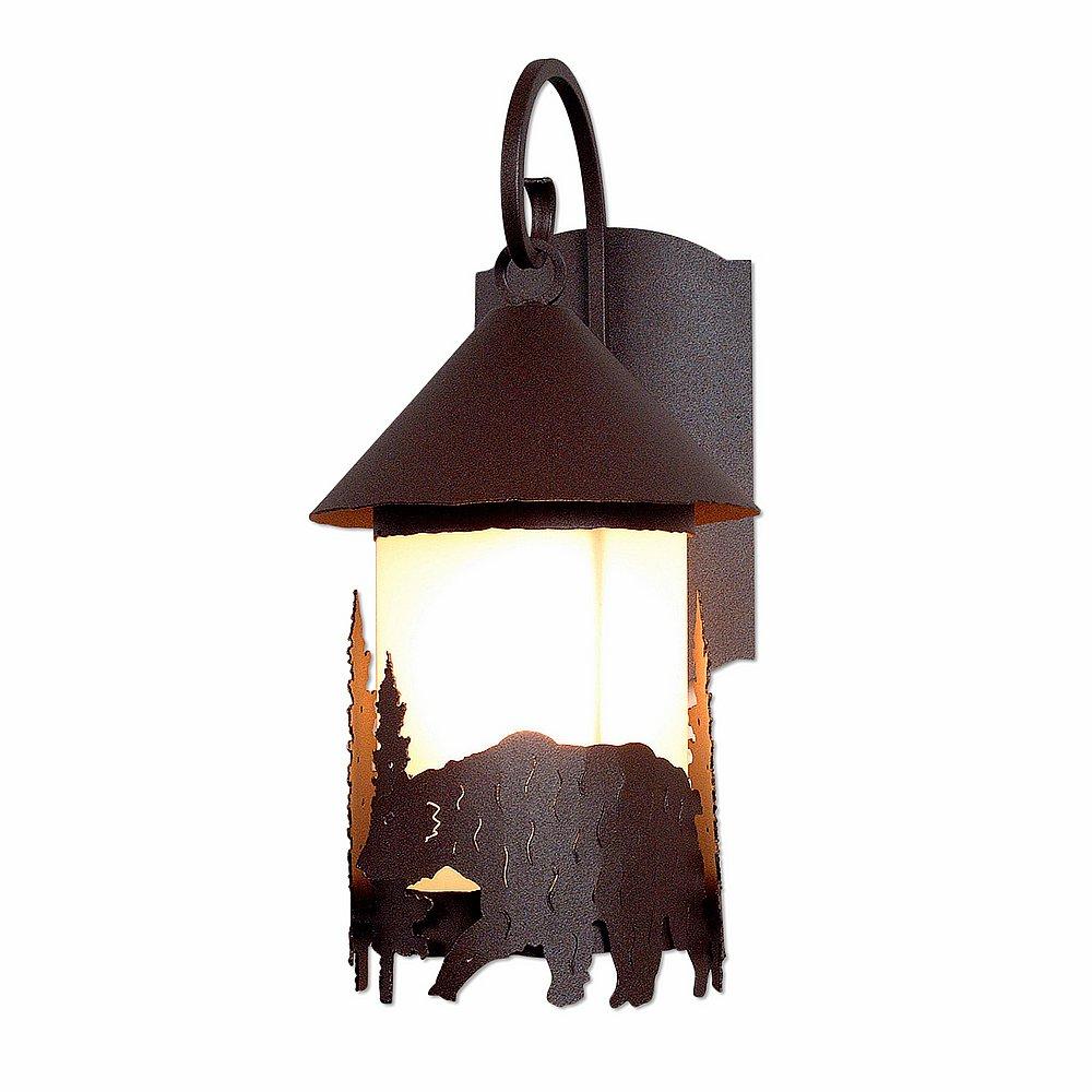 Vista Lantern Sconce - Bear - Frosted Glass Bowl - Rustic Brown Finish