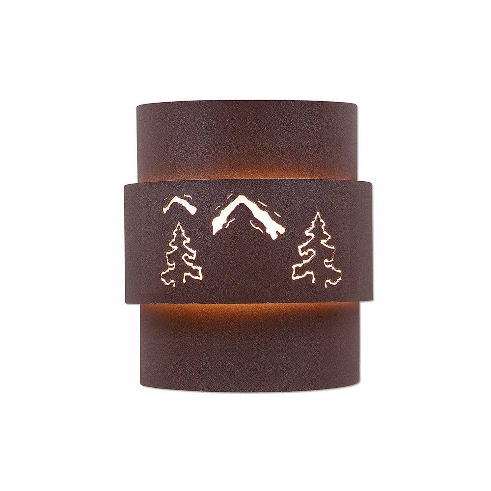 Northridge Sconce Small - Mountain-Pine Tree Cutouts - Rustic Brown Finish