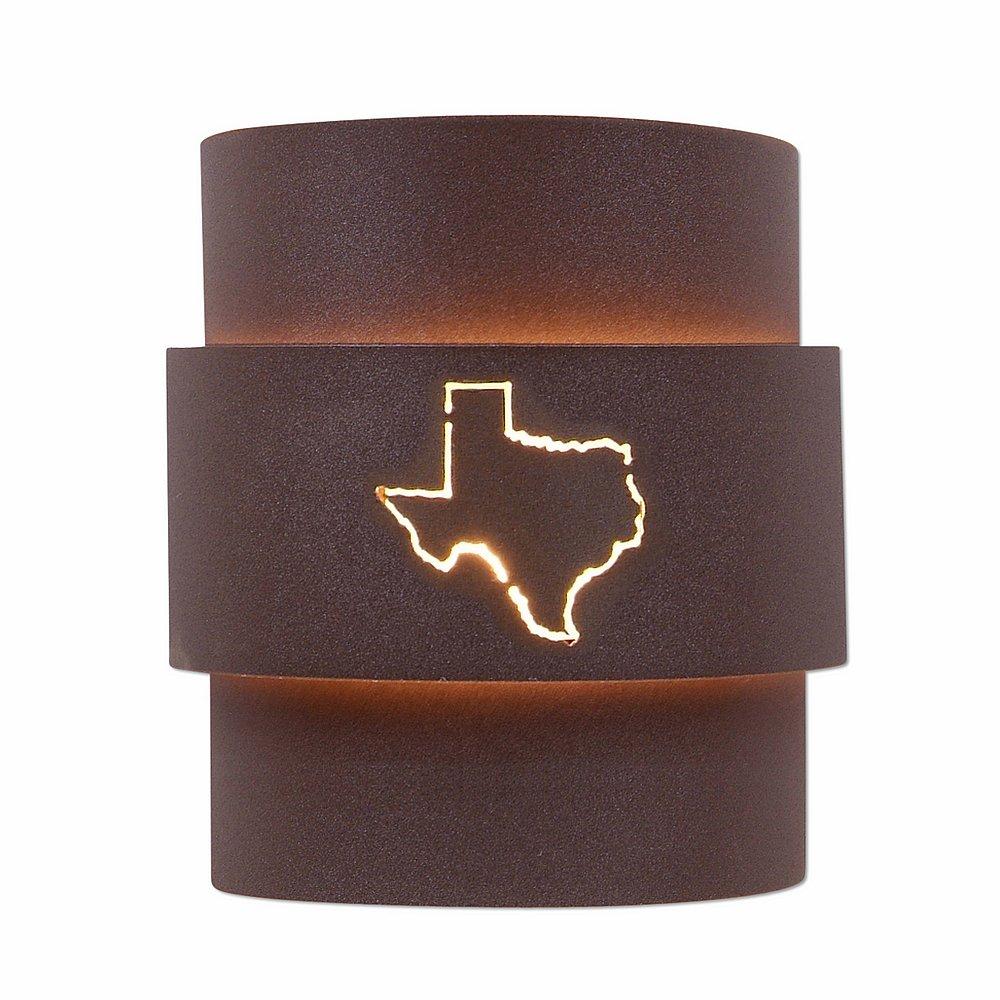 Northridge Sconce Large - Texas State Outline Cutout - Rustic Brown Finish