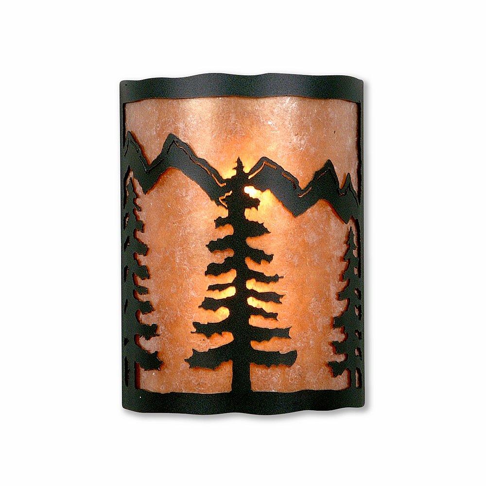 Cascade Sconce Large - Spruce Tree - Almond Mica Shade - Forest Green / Cedar Green Finish