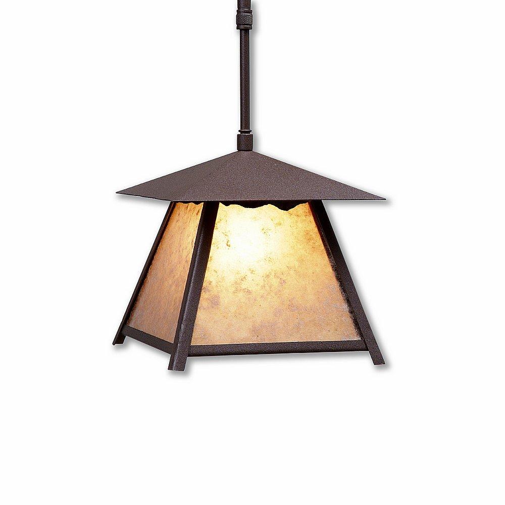 Smoky Mountain Pendant Extra Small- Rustic Plain - Almond Mica Shade - Rustic Brown Finish