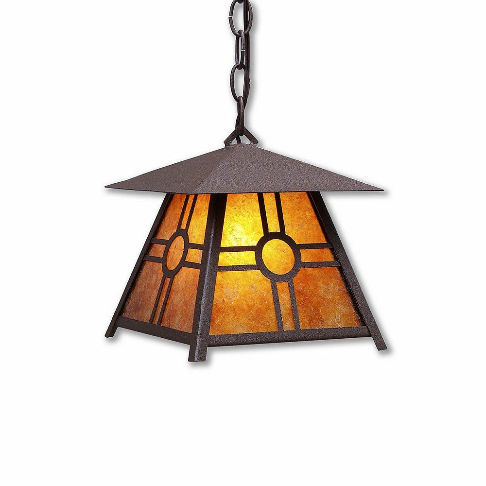 Smoky Mountain Pendant Extra Small- Southview - Amber Mica Shade - Rustic Brown Finish - Chain
