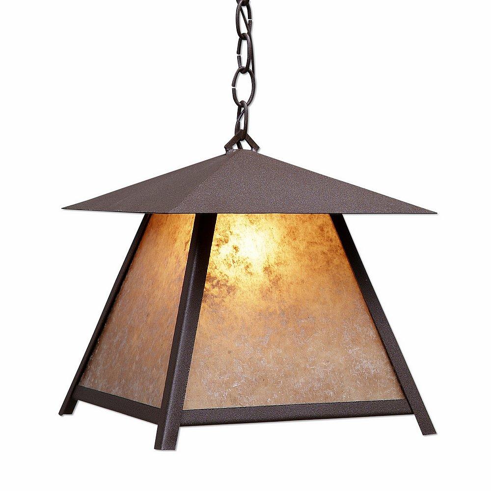Smoky Mountain Pendant Large - Northrim - Almond Mica Shade - Rustic Brown Finish - Chain