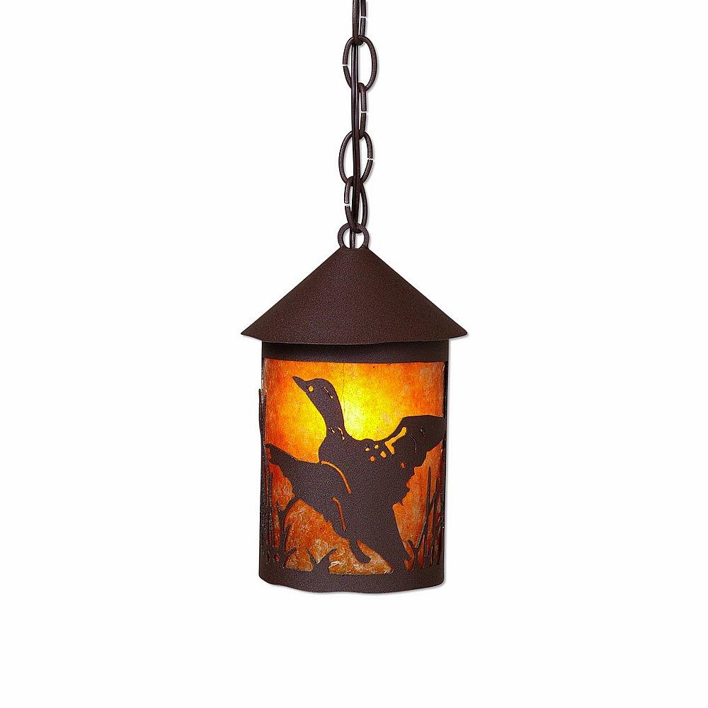 Cascade Pendant Small - Loon - Amber Mica Shade - Rustic Brown Finish - Chain