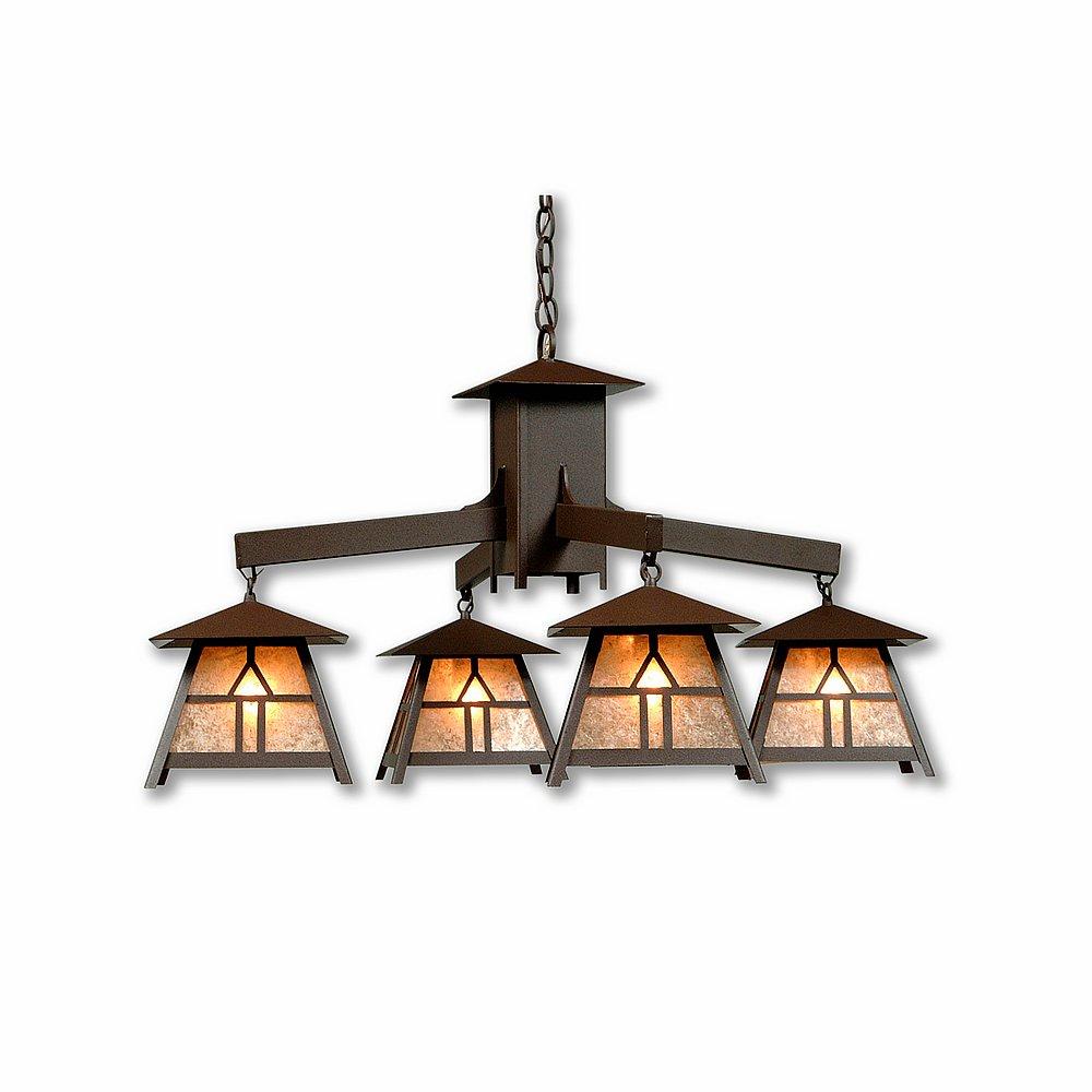 Smoky Mountain 4 Light Chandelier - Westhill - Amber Mica Shade - Rustic Brown Finish