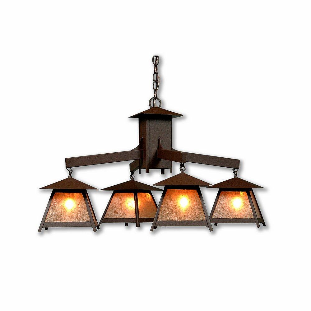 Smoky Mountain 4 Light Chandelier - Northrim - Almond Mica Shade - Rustic Brown Finish