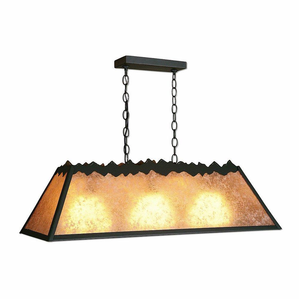 Rocky Mountain Billiard Light Small - Rustic Plain - Almond Mica Shade - Forest Green / Cedar Green